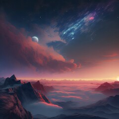 Obraz premium beautiful celestial sky, dreamy, fantasy, celestial, astrology