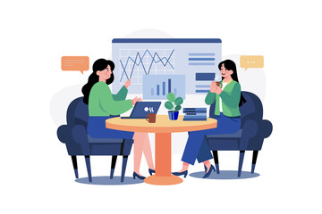 Exchange Of Ideas With Copartner Illustration concept on white background