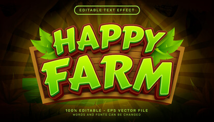 Naklejka na ściany i meble happy farm 3d text effect and editable text effect