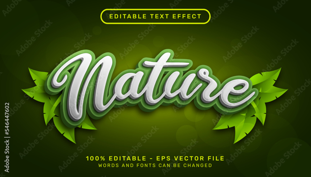 Poster nature 3d text effect and editable text effect