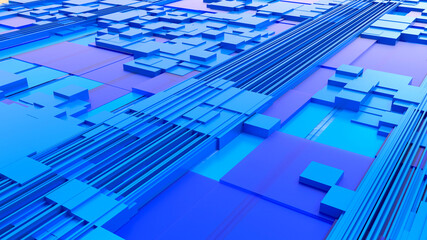Fototapeta premium 3dキューブのデジタルな背景素材。テクノロジーや近未来のデザインに