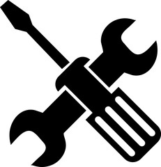 wrench and screwdriver icon, setting icon, glyph style on white background..eps