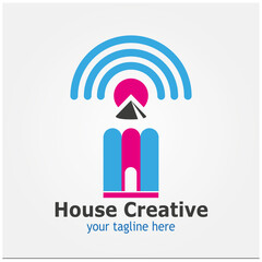 Vector abstract, house of creativity symbol.