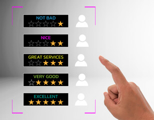 Customer review satisfaction feedback survey concept, User give rating to service experience on...