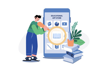 Education App Illustration concept on white background