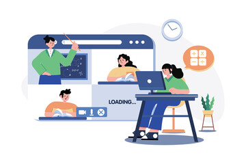 Online Math Class Illustration concept on white background
