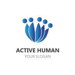 Human Active logo template health abstract people design vector