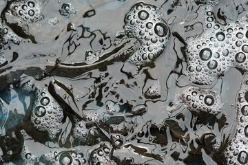 selective focus of foam on the water surface   