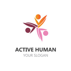 Human Active logo template health abstract people design vector