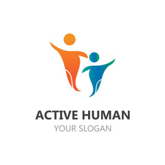 Human Active logo template health abstract people design vector