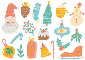 Flat style Christmas Doodle Element