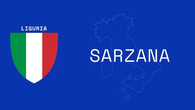 Sarzana: Illustration mit dem Ortsnamen der italienischen Stadt Sarzana in der Region Liguria