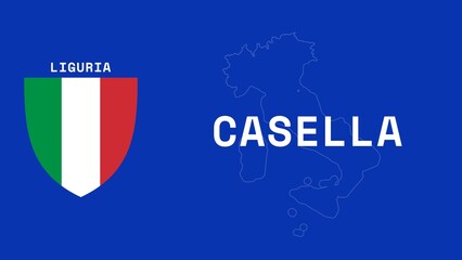 Casella: Illustration mit dem Ortsnamen der italienischen Stadt Casella in der Region Liguria - obrazy, fototapety, plakaty