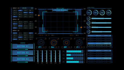 HUD UI Elements. Futuristic style. Game UI. Sci-fi screens.
