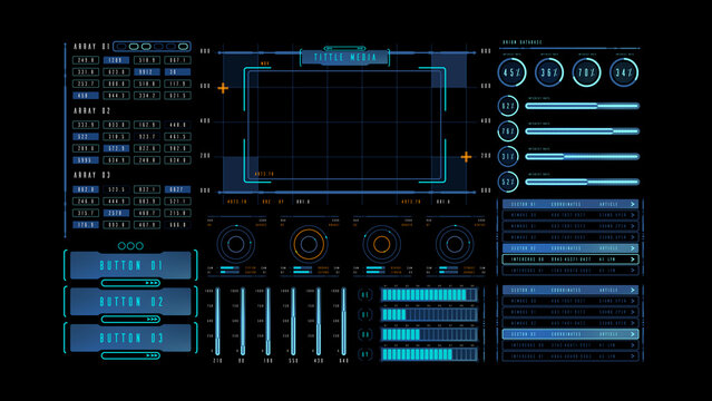 HUD UI Elements. Futuristic style. Game UI. Sci-fi screens.