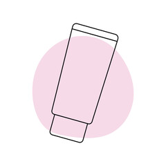 Cream tube in the style of line art with colored spots