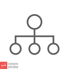Organization chart icon. Simple outline style. Org hierarchy, company diagram flow symbol, business concept. Thin line vector illustration isolated on white background. Editable stroke EPS 10.
