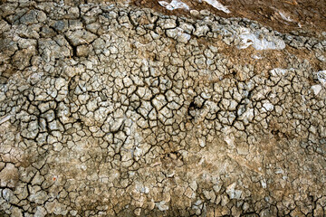 Dry soil surface with deep cracks textured background. Dried and cracked soil. Climate change. Desertification. Cracked earth, Texture of grungy Dry cracking parched earth. Global warming effect.