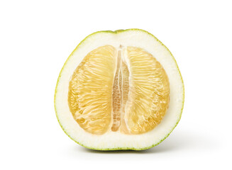 Pomelo cut in half isolated on white background. Clipping path.