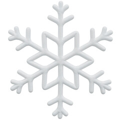 3D Rendering White Snowflake. PNG Transparent Background.