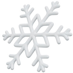 3D Rendering White Snowflake. PNG Transparent Background.