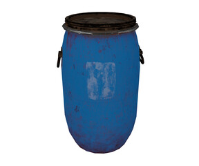 3d rendering realistic storage blue plastic barrel