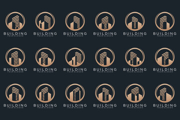 Set of Building, Real Estate, architecture and Construction logo design inspiration.