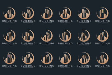 Set of Building, Real Estate, architecture and Construction logo design inspiration.