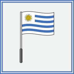 Fototapeta premium Uruguay Flag Cartoon Vector Illustration. Flag of Uruguay Flat Icon Outline