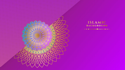 Purple ramadan background with luxury islamic arabic mandala pattern, lantern, and moon. Design template for banner, eid fitr, new year, maulid, adha, muharram. Vector illustration
