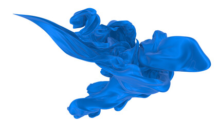 Fototapeta premium Beautiful flowing fabric of blue wavy silk or satin. 3d rendering image.