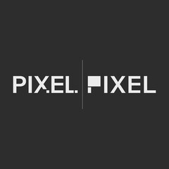 pixel logo on dark background
