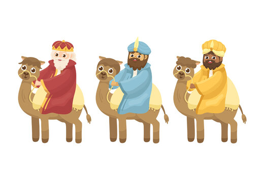 Three Kings Three Wise Men Riding Camels Christmas Nativity Story Elements