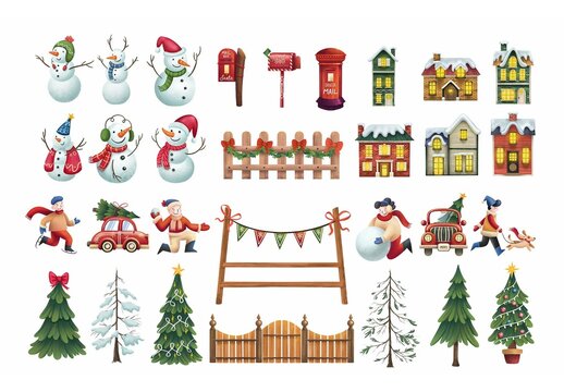 Christmas Landscape Scene Creator Illustration Elements