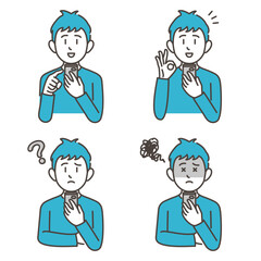 Smartphone and cute boy. Variation of facial expression [Vector illustration set].