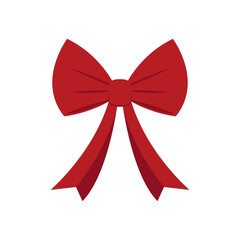 Beautiful Red bow drawn in cartoon style. fashion elements and Holiday dressing items, beauty, gift and birthday decorative ribbons. 