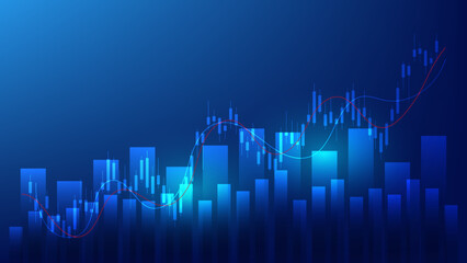 Economy situation and finance background concept. financial business statistics with candlestick chart show stock market
