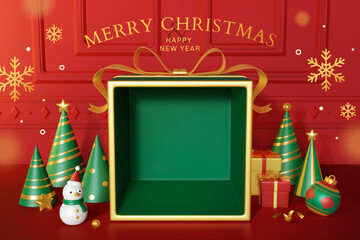 Red Christmas gift box banner