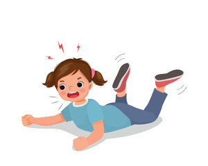 spoiled little girl throwing tantrum crying screaming lying on the floor 