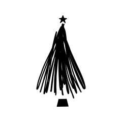 Linear hand drawn christmas tree vector illustration