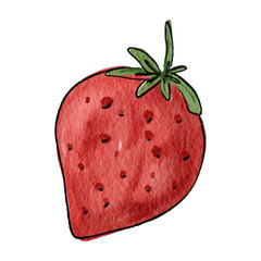 Vector illustration. Strawberry hand drawn watercolor on white background.