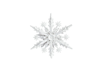 isolated christmas decoration in the form of a snowflake close-up