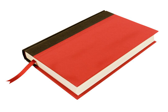 Red book textbook with bookmark ribbon isolated transparent background photo PNG file