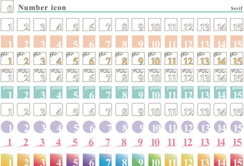 Fototapeta カラフルな番号（数字）アイコンのセット【serif】 obraz