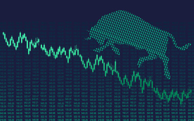 Bullish Indian Rupee on the stock exchange market with growth candlestick graph