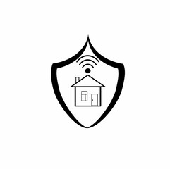 Home protection logo design template. Illustration of a home shield, a home security badge. Modern technologies, security.