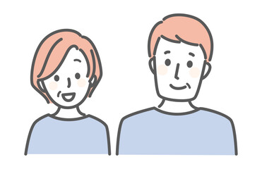 illustration of smiling middle age people
