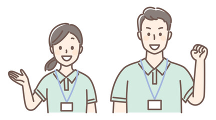 simple illustration of staffs nursing people