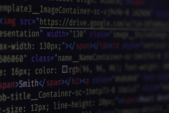 Software development by programmer. Abstract computer script code. Programming code screen of software developer