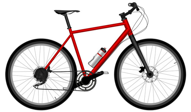 Realistic abstract mountain multi-speed bicycle vector detailed illustration on white